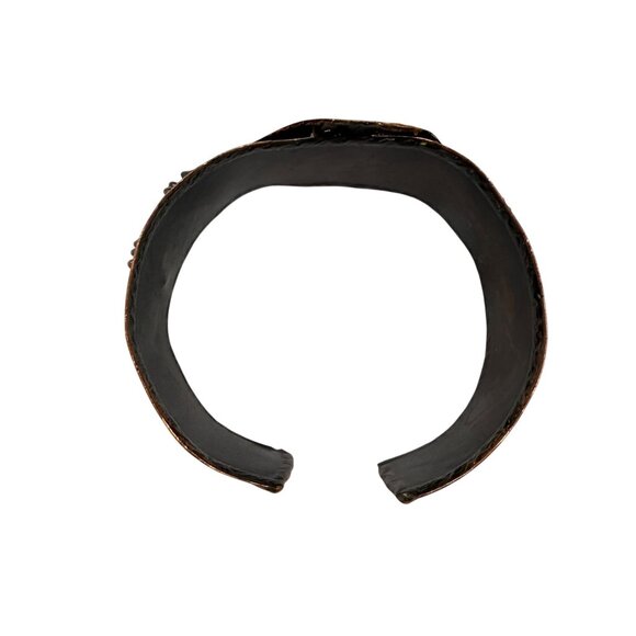 Unique Copper Brass & Enamel BRUTALIST Statement Cuff Bracelet Hand-crafted - Picture 5 of 7